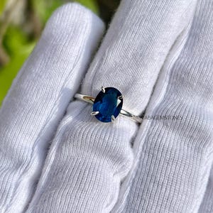Anello in argento 925 con topazio blu, fatto a mano, anello con pietra preziosa di topazio blu, anello per compleanno, anniversario, fede nuziale, regalo per lei, anello in argento