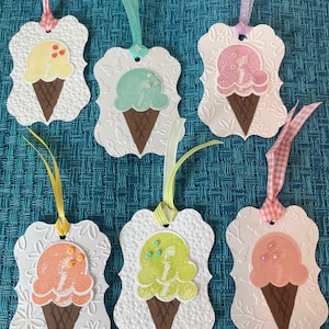 Handmade ice cream cone gift tags set of 6
