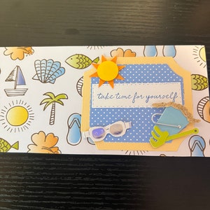 Handgemaakte motiverende strand/zomer themakaart