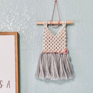 Handmade Little Dress Macrame Wall Hanging, Ballerina Dress, Princess Dress,  Bohemian Decor, Boho Macrame,  Woven Wall Art / Nursery Decor