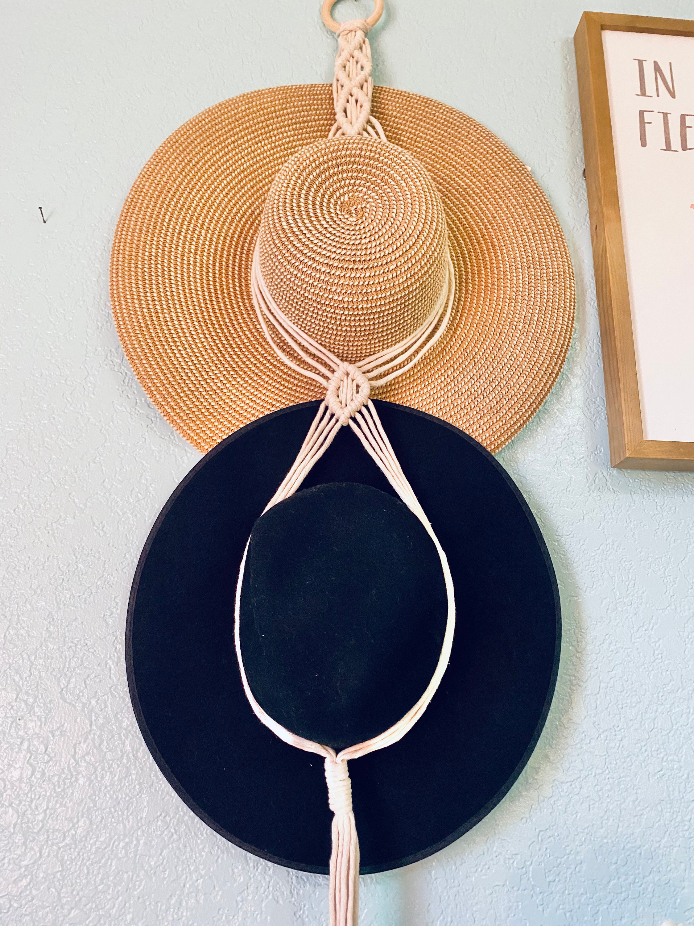 Macrame Boho Double Hat Hanger Farmhouse Hat Rack Hat - Etsy