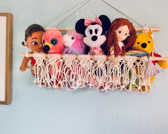 Macrame toy hammock, toy storage, kids room storage toy holder, stuff animal hammock