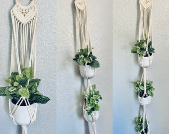 Heart Shaped Macrame Plant Hangers - Single, Double or Triple / Plant Hangers / Hanging Planter, Tiered Plant Hanger