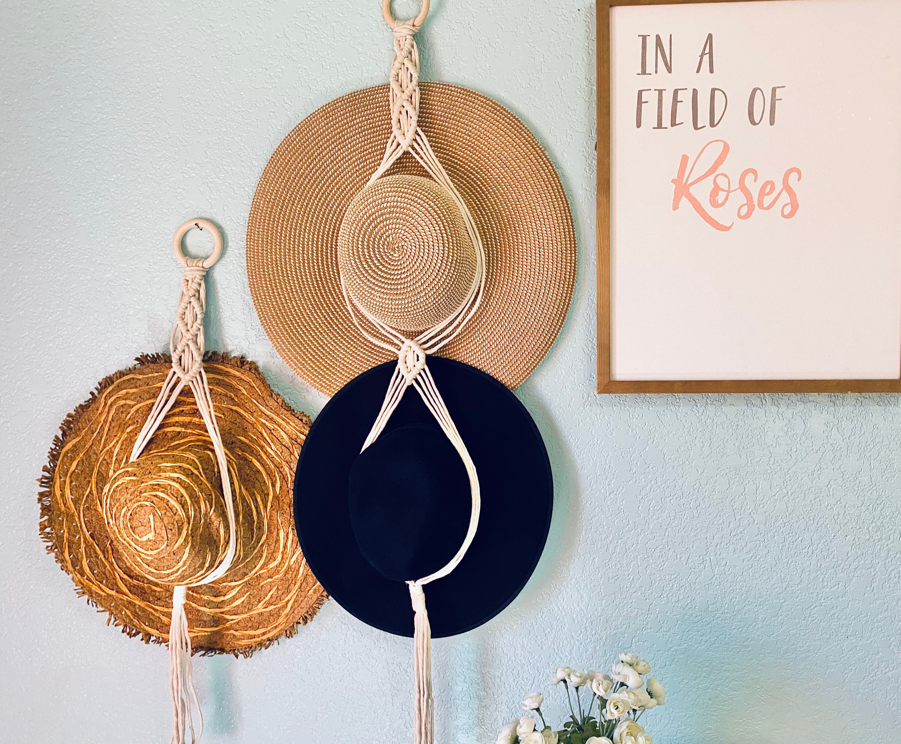 Macrame Boho Double Hat Hanger Farmhouse Hat Rack Hat - Etsy