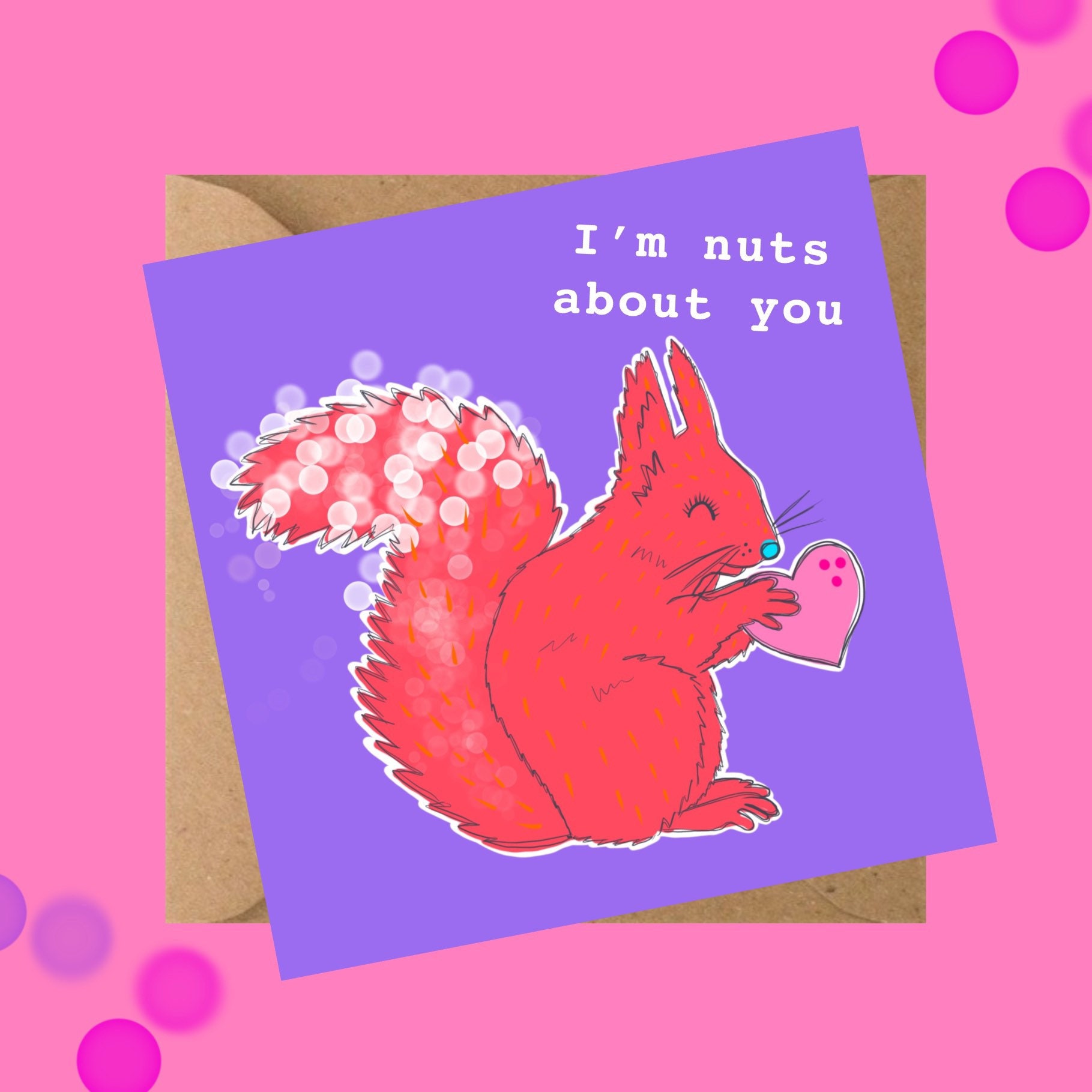 Im nuts about you card Squirrel Card Valentines card I | Etsy