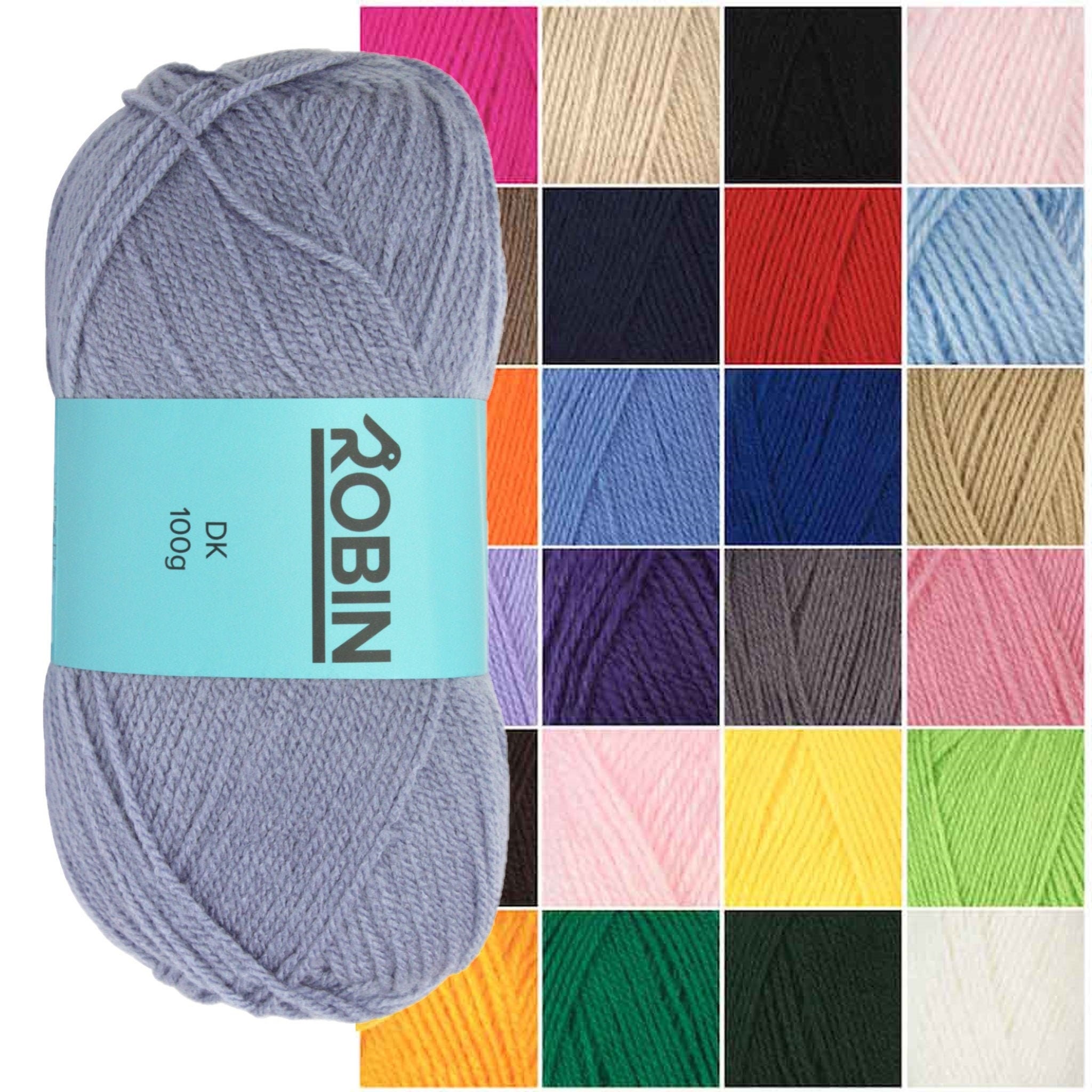 Robin Double Knit 100g Yarn Knitting Wool DK Various Colours Etsy
