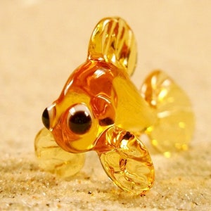 Golden or yellow small fish - glass animal / figurine, size approx. 28 mm, price for 1 piece, made in Czech Republic, quality handwork