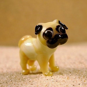 Pug - glass animal / figurine, size approx. 18 mm, price for 1 piece, Czech quality work, lovely and cute tiny figurines