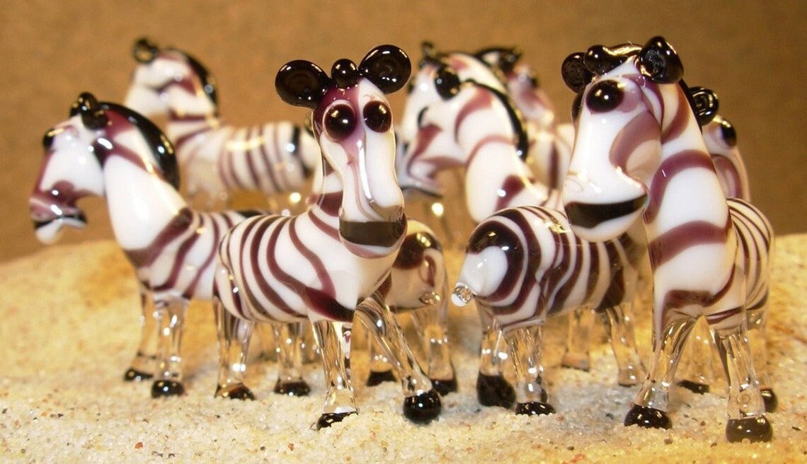 Zebra and Okapi - glass animal / figurine, size approx. 21 mm, price for 1 piece, Czech quality work, lovely and cute tiny figurines
