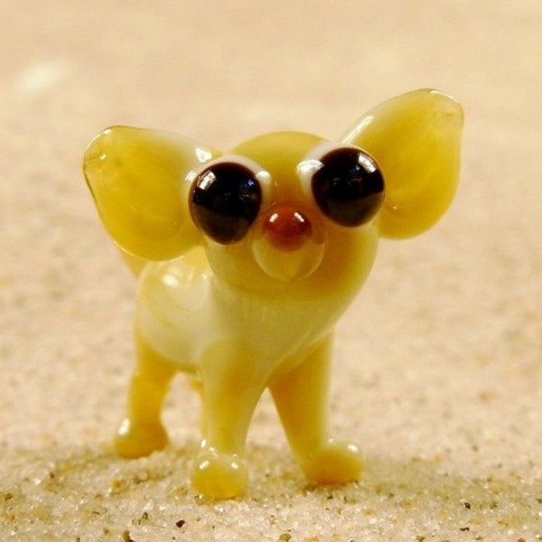 Chihuahua - glass animal / figurine, size approx. 20 mm, price for 1 piece, Czech quality work, lovely and cute tiny figurines