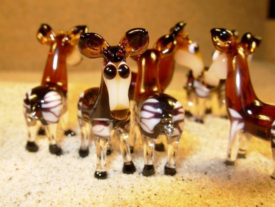 Zebra and Okapi Glass Animal / Figurine Size Approx. 23 Mm - Etsy