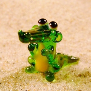 Crocodile - glass animal / figurine, price for 1 piece, Czech quality work, lovely and cute tiny figurines