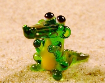 Crocodile - glass animal / figurine, price for 1 piece, Czech quality work, lovely and cute tiny figurines