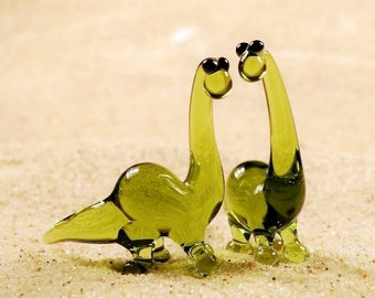 Dinosaur - glass animal / figurine, size approx. 21 mm, price for 1 piece, made in Czech Republic, quality handwork