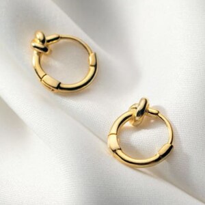 Dainty Gold Knot Huggies   ( 925 Sterling Silver)