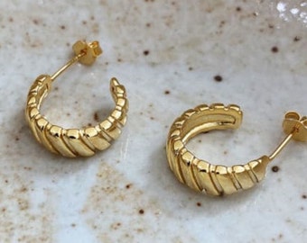 Gold plated  croissant hoop earrings