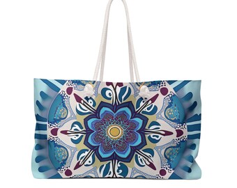 Bolso de playa con diseño de mandala personalizado / Cuatro diseños vibrantes para elegir / Bolso con nudo de cuerda para una escapada de fin de semana o vacaciones en la playa