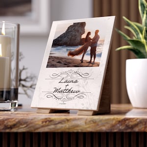 Personalized Ceramic Photo Tile Art Frame | Frame Your Custom Photo and Caption | Perfect Gift for Anniversary, Weddings, Holidays,Occasions
