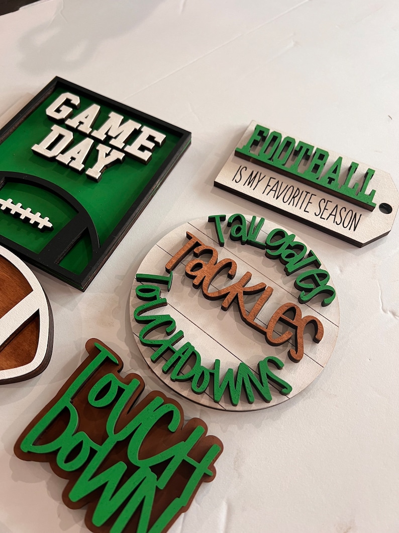 Football Tiered Tray Decor Football Season Fall Tiered Tray Etsy