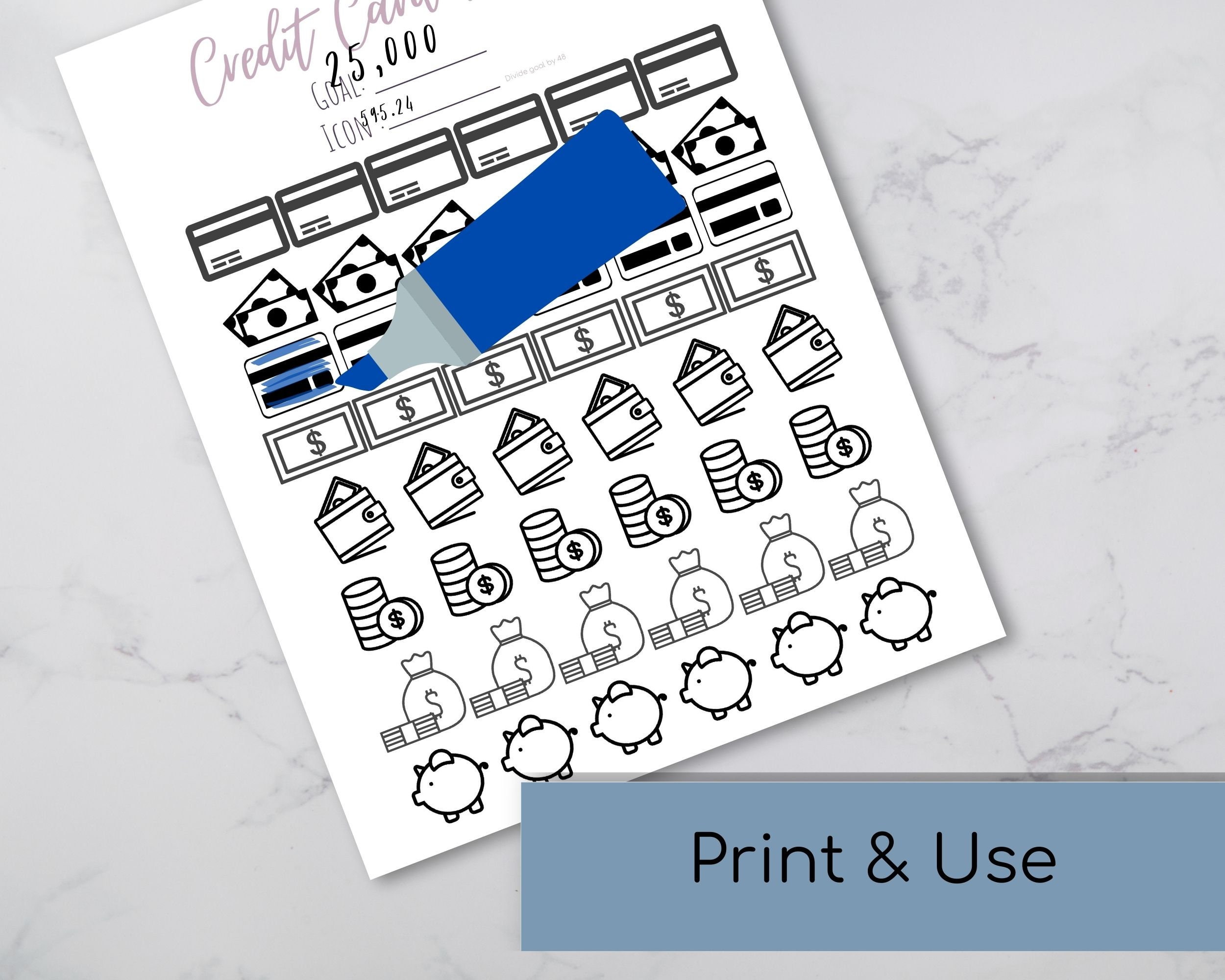 Credit Card Payoff Coloring Charts to track your financial | Etsy