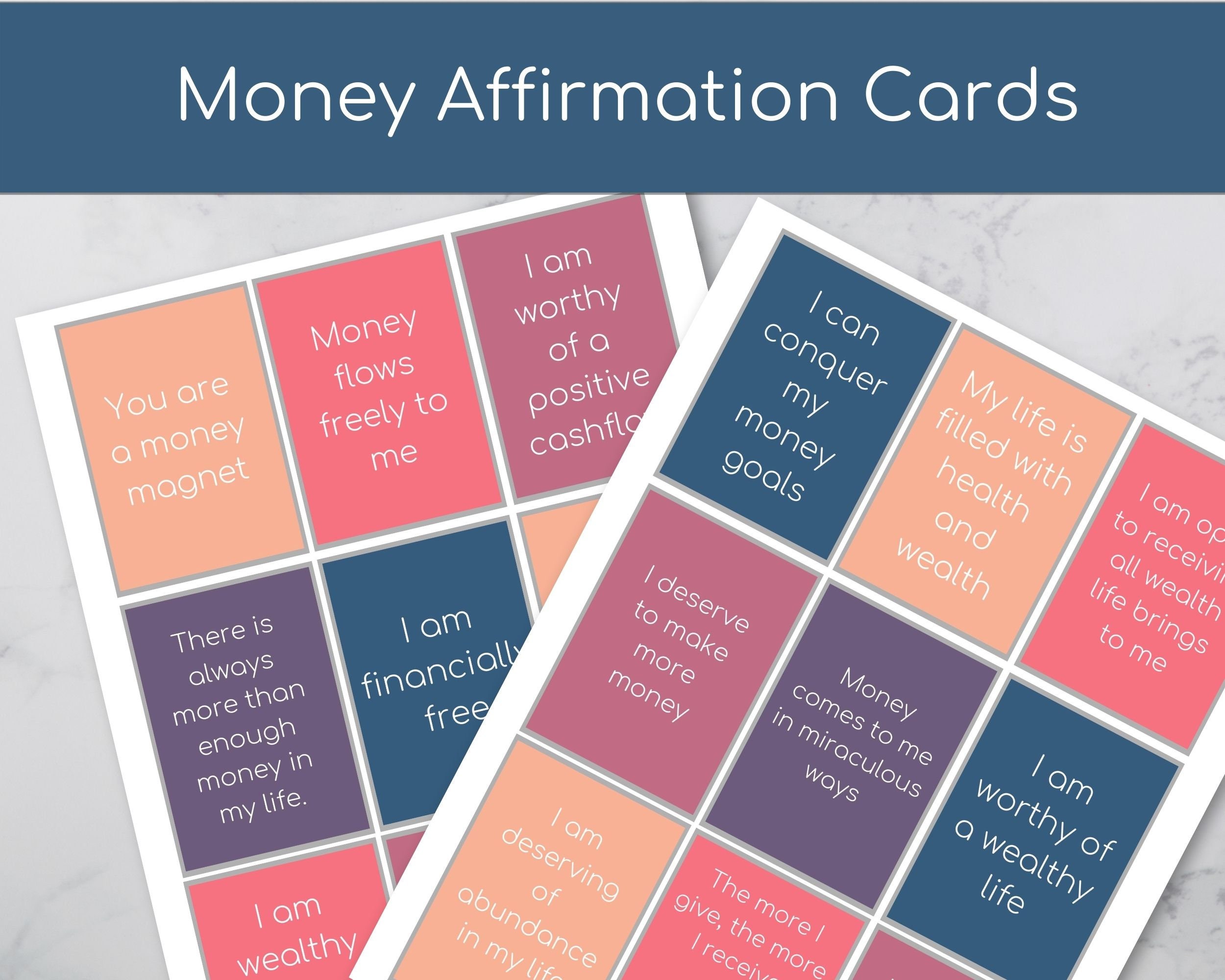 Set of Printable Money Positive Affirmation Cards for your | Etsy
