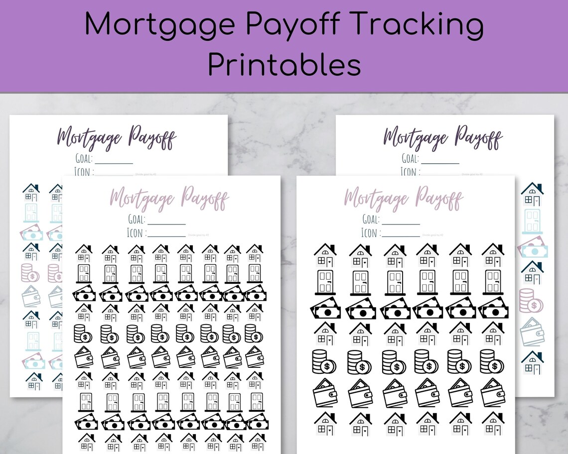 Mortgage Payoff Coloring Charts to track your financial | Etsy