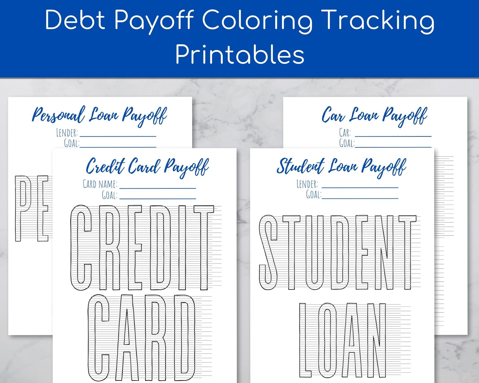 Debt Payoff Coloring Charts to track your financial progress | Etsy