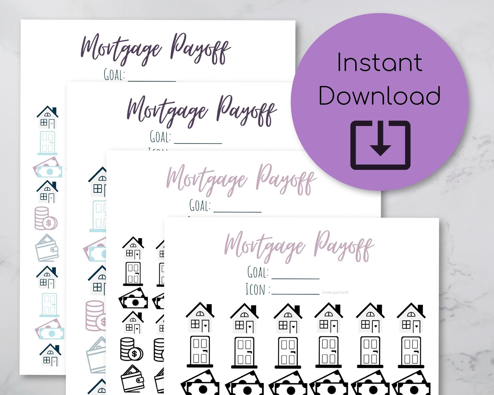 Mortgage Payoff Coloring Charts to track your financial | Etsy