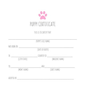 Geboorteakte puppy
