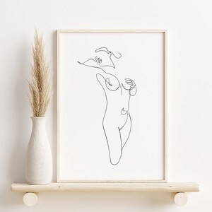 Impression d&#39;art au trait figure féminine : décoration d&#39;intérieur moderne (téléchargement numérique)