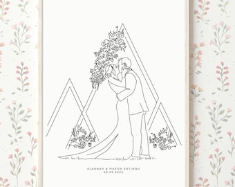 Personalized Paper Anniversary Gift, Wedding Gift For Couple, 1 st Anniversary, First Anniversary, Custom Portrait, Gift For Wife