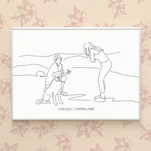 Custom engagement portrait, couple Illustration, wedding proposal gift, personalized gift for her, drawing from photo