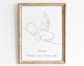 Personalized Angel Baby Poster infant Loss Miscarriage Stillborn Wall Art Gift for Friends Parents Family Instant download