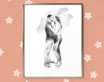 Personalized gift, birthday present, custom illustration, boyfriend gift, girlfriend gift, wedding gift, watercolor portrait