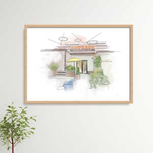 Ons verhaal, portret van onze eerste date, handgetekende locatieillustratie, aangepaste aquarel, jubileumcadeau, kaart Where we elkaar ontmoetten, huwelijkscadeau