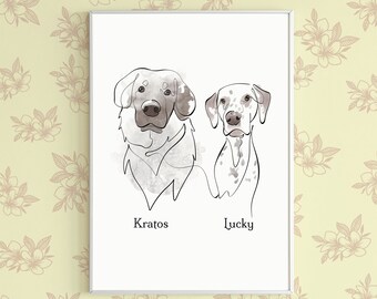 Personalized gift, Pet lover Gift, Pet memorial, dog portrait, Pet illustration, Dog mom gift, Custom Dog portrait, digital portrait