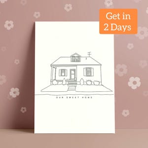 Custom House Portrait: Minimalist Home Line Art (Digital Download)