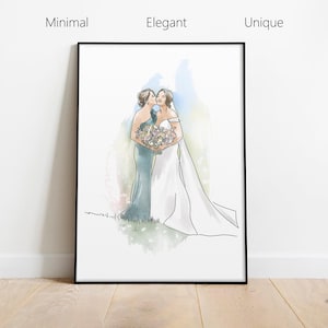 Custom Bride and Mother Portrait, Wedding Gift For Mother of the Bride, Mother and Daughter Watercolor Portrait Painting, Mum, Bride Gift