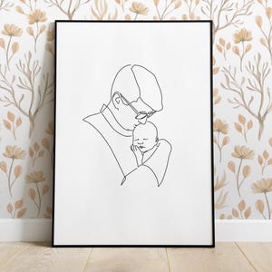 Custom Line Art, Family Line Drawing From Photo, Fathers Day Gift,Personalized Gift For Him, Custom Grandpa Gift, Gift For Dad