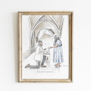 Custom Engagement Watercolor Portrait: Couple Illustration (Digital File)