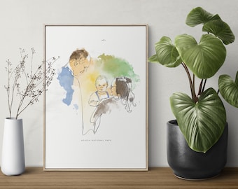 Custom Watercolor Portrait From Photo: Hand-Drawn Family Gift (Digital Download)