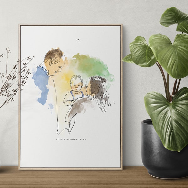 Custom Watercolor Painting From Photo, Watercolor Custom Portrait, Custom Family Gift, Personalized Gift For Mom, Dad, Hand drawn