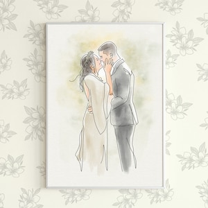 Custom wedding gift, Engagement gifts, couple drawing, paper anniversary, Custom Portrait, Bridal shower gift, for Bride, gifts her, him