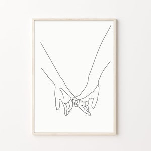pinky swear printable, hand in hand print, couple art, gallery wall art, bedroom decor, instant download, couple valentine day