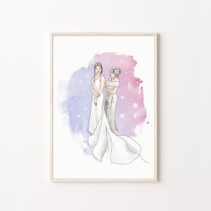 Personalized gift for Mother of the Bride Gift, Custom Wedding Gift, Bride Gift, Gift from Daughter, Family Wedding Art, Wedding Portrait