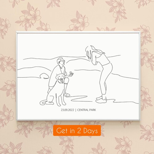 Custom One Line Portrait: Minimalist Couple Illustration (Digital Download)