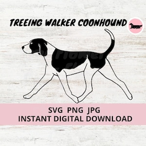Treeing Walker Coonhound Dog Gaiting Digital Download SVG JPG PNG Clipart