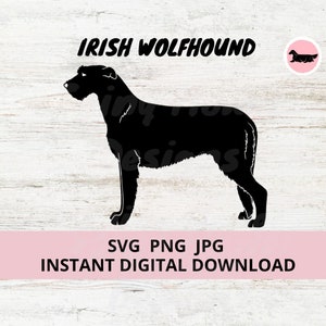 Irish Wolfhound Dog Digital Download SVG JPG PNG Clipart