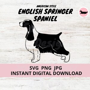 English Springer Spaniel American Style Dog Stacked Digital Download SVG JPG PNG Clipart