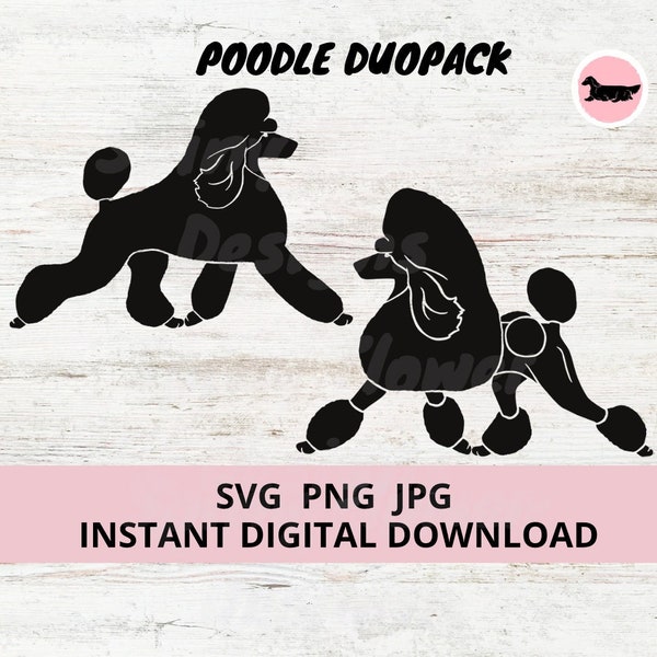 Poodle Duopack Dog 2-pack Digital Download SVG JPG PNG Clipart
